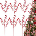 Christmas Tree Topper Candy Cane Decorations Set - Red & White, 17 Inch, 6 Pcs - Holiday Decor