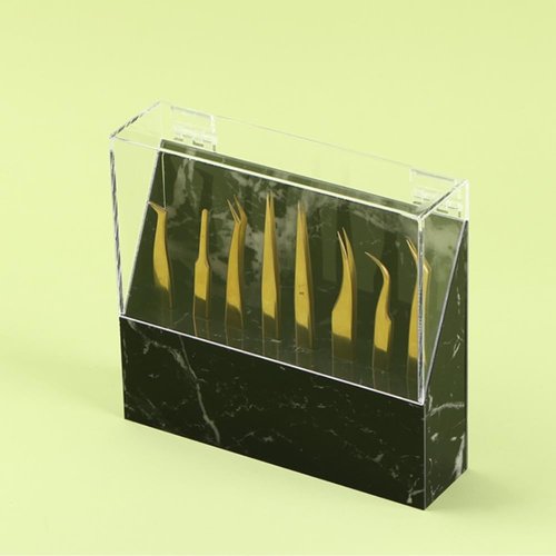 Dust-proof Tweezers Holder Lash Extension Supply Stand Holder, 8 Holes Tweezers Storage Holder for Eyelash Extensions Supplies Acrylic Display Stand Salon (Black)