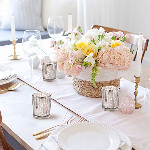 Silver Mercury Votive Candle Holders Set of 24 for Wedding & Party Decor