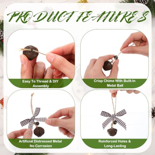 Vintage Rusty Metal Bells & Stars Christmas Craft Kit with Twine & Ribbon - 82 Pieces