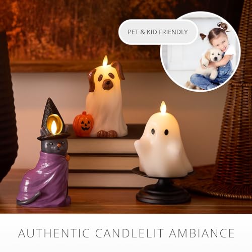 Flameless Flickering Moving Flame Halloween Cat Candle - Witch Cat Variation