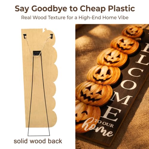 Halloween Welcome Sign for Front Door 41.5x12.5in Spooky Pumpkin Yard Decor - Variation of Halloween Pumpkin Welcome