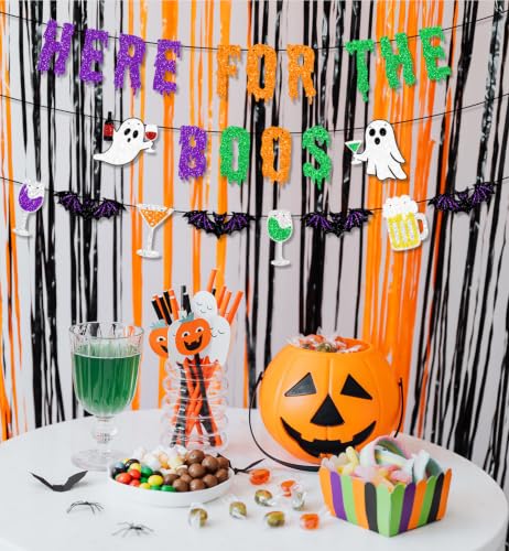 Halloween Party Banner - Glittery Here for The Boos Decorations Set