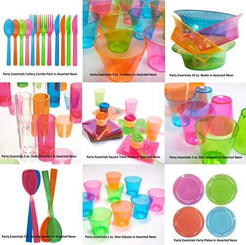Neon Plastic Cups Assorted Colors 100 Count Pack of 6 - Reusable Partyware