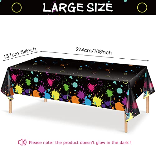 10 Pcs Neon Glow Party Tablecloths 108x54 Inches Disposable - Paint Splatter Design
