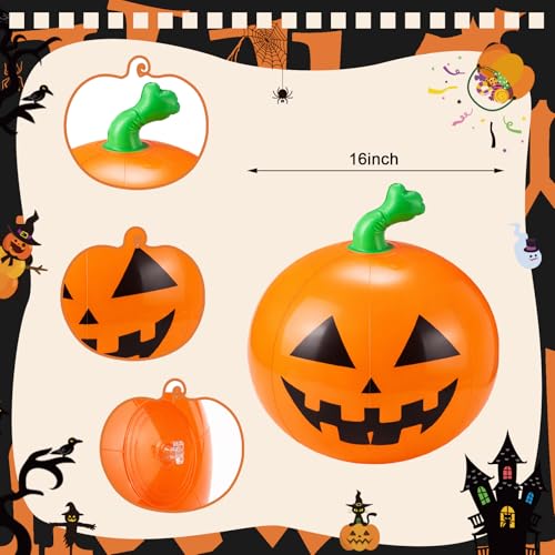 Halloween Pool Floats Set - Inflatable Eyeball and Pumpkin Party Decor