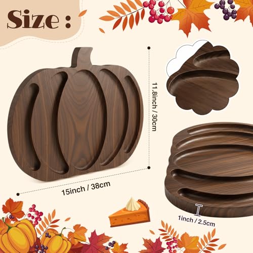 Pumpkin-Shaped Wooden Charcuterie Board with Black Walnut Finish - Fall Serving Platter