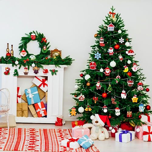 36pcs Christmas Mini Resin Ornaments Set for Xmas Tree Decoration with Golden String