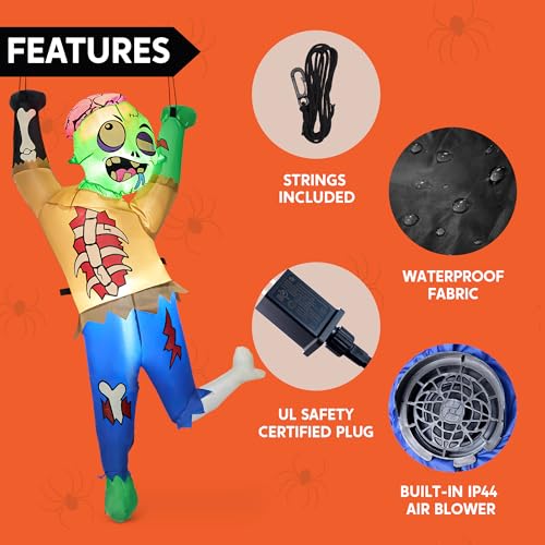 Inflatable Zombie Halloween Decoration with LED Lights - 5 FT Outdoor & Indoor Spooky Decor