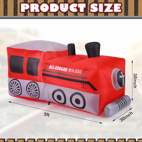 Inflatable Train Decorations for Party & Outdoor Events - 5 ft Tall, Weather-Resistant, LED Lighted Display