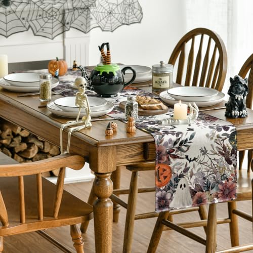 Halloween Table Runner 13x72 Inch Beige and Brown Spun Polyester Home Decor