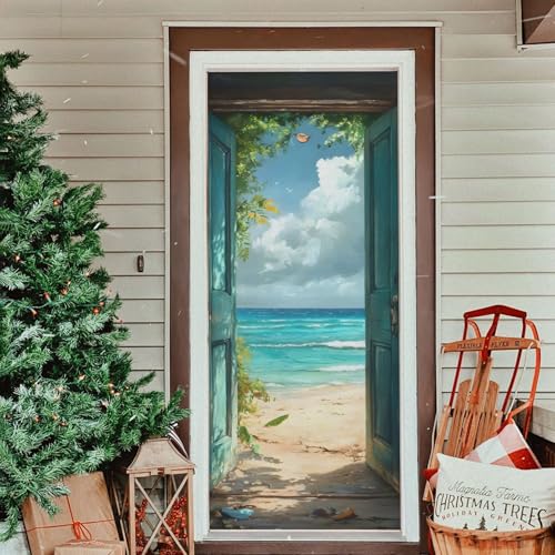 Beach Summer Door Cover - Stretch Fabric Porch Decoration 35x79 in (Variation of THIS listing)
