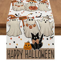 Halloween Table Runner with Cute Ghosts Black Cat and Pumpkin 13x72 Inches Festive Fall Decor