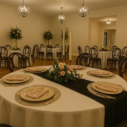 10FT Black Cheesecloth Table Runner - Rustic Boho Wedding & Party Decor - Black / 10ft x 1pcs