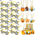 Ecally Bee Party Favors Set - 12 Bee Sunglasses & 12 Bee Necklaces for Halloween & Birthday
