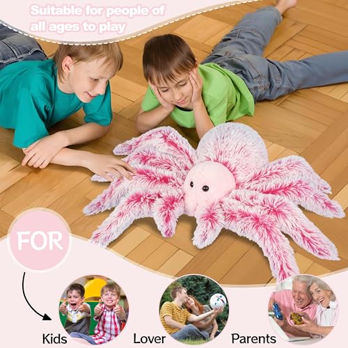 Weighted Stuffed Animal Spider Plush Toy - 25 Inch, 4.2 lbs, Red, Huggable & Realistic Kids Gift
