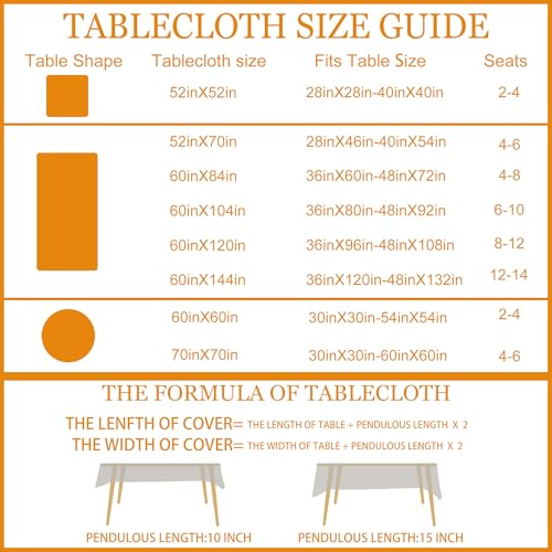 Halloween Round Tablecloth 70 Inch - Orange Table Cover for Parties - Variation: Orange Castle