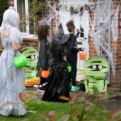 6 Pcs Halloween Mummy Foil Balloons with Ribbon for Party Decorations