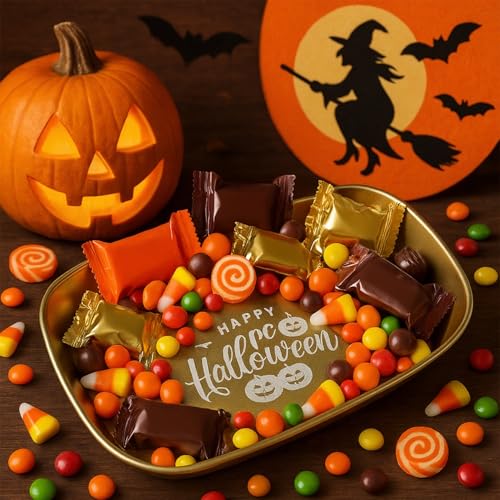 Halloween Candy Dish Set - BOO Spider 3 Pack Serving Trays for Trick-or-Treat