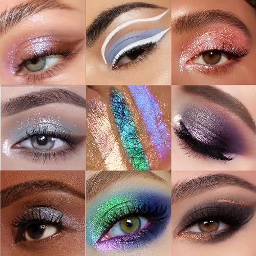 Vegan 12-Color Eyeshadow Palette with Multichrome & Matte Shades - Long Lasting & Highly Pigmented