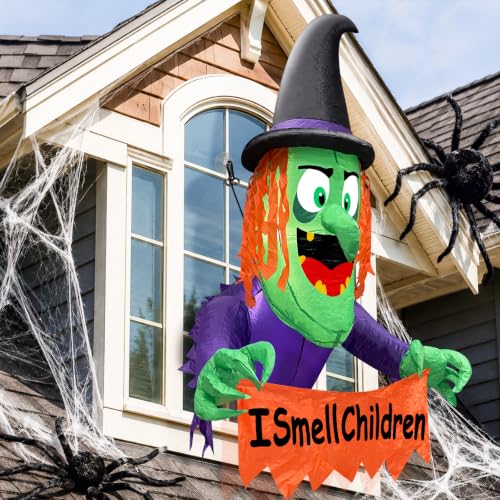 3.5 Ft Halloween Inflatable Witch with LED Lights & Window Mounting Kit