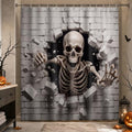 Halloween Shower Curtain with 3D Skull Design - Waterproof Bathroom Decor - Variation: 3D Skull