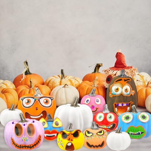 Kids DIY Pumpkin Painting Kit - SML Colorful 13-Piece Halloween Crafts Set