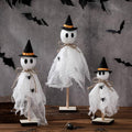Halloween Ghost Centerpieces with Wooden Stand - Spooky Party Decor Set