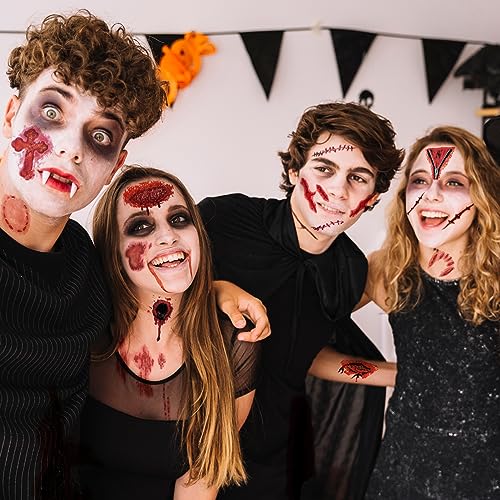 Halloween Fake Scar & Wound Tattoo Set - 30 Sheets Realistic Zombie Makeup