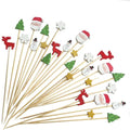 Christmas Cocktail Picks 100 Pcs Santa Snowman Elk Tree Bamboo Party Decorations