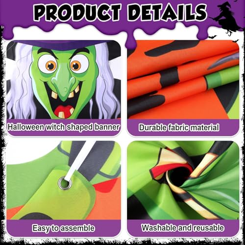 Halloween Witch Porch Sign Banner with