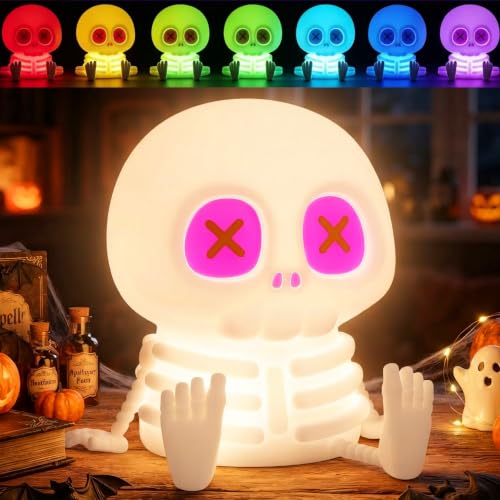 Pet Skeleton Skull Night Light RGB Skeleton Halloween Decor Gift - Kid Safe