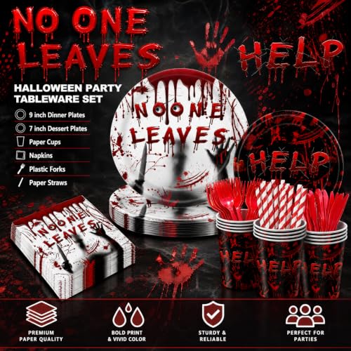 Halloween Party Supplies 24 Guests Dinnerware Set - Horror Themed, Edgy Design, Variation: Halloween 01