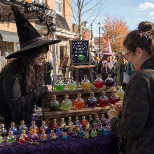 Halloween Potion Glass Bottle Set - 30 Decorative Alchemist Bottles with Cork Stoppers