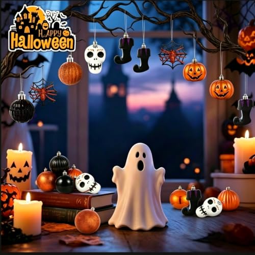 30pcs Shatterproof Halloween Tree Ornaments - Ghost, Skull, Pumpkin & Spider Decorations - Variation of THIS listing
