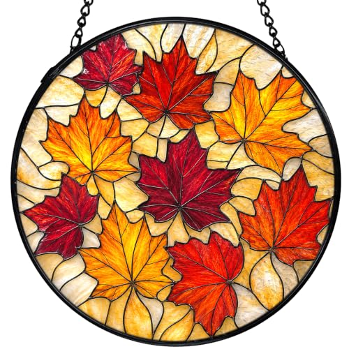 Fall Maple Leaf Sun Catcher with Autumn Leaves Variation - Stained Glass Window Decor