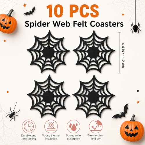 Halloween Spider Web Coasters Set - Decorative Table Placemats & Doilies