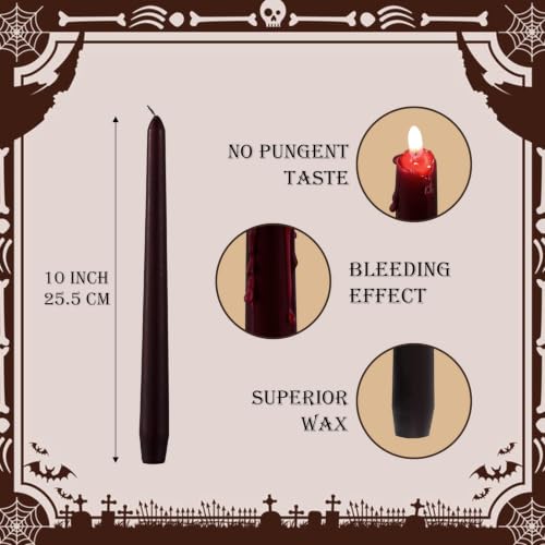 Halloween Bleeding Taper Candles - Vampire Tears Effect, 10 Inch, Set of 6