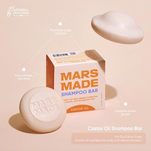 Marsmade Castor Oil Shampoo Bar - Hydrating Natural Hair Soap for Growth & Scalp Nourishment | 120g (4.23 oz)