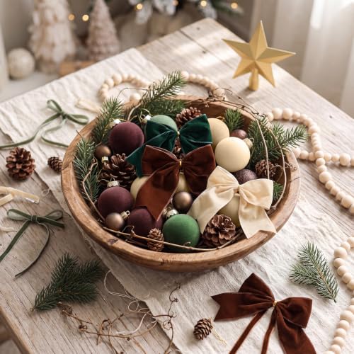 Neutral Christmas Ornaments Set - 75 Pcs Rustic Holiday Decorations for Tree & Home