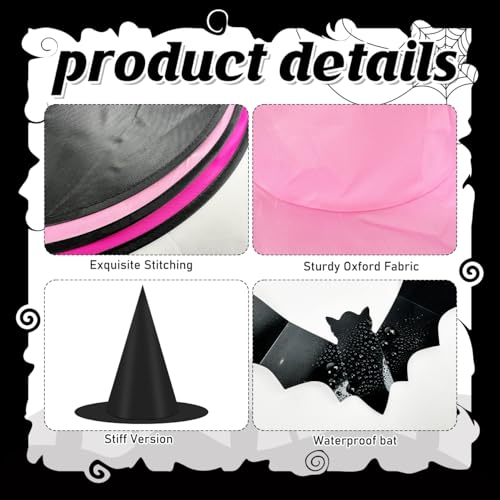 Halloween Witch Hats Set - Black and Pink Hanging Porch Yard Decor
