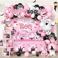 Pink Halloween Birthday Party Decorations Set with Balloon Arch, Plates, Napkins & More