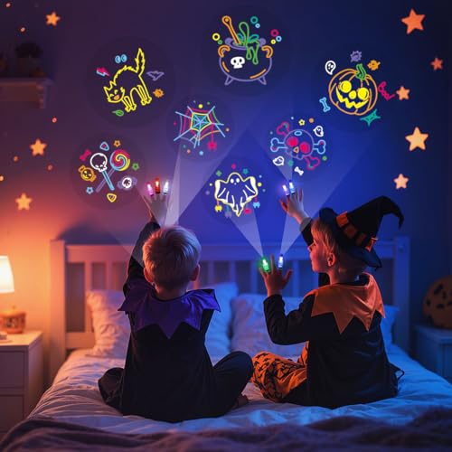 Halloween Finger Lights Set - 24 LED Glow-in-the-Dark Party Favors & Decorations
