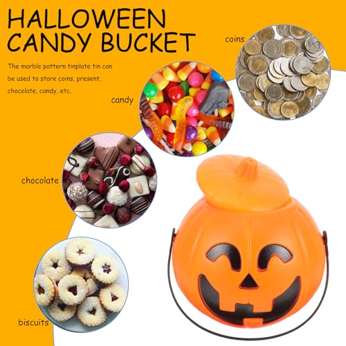 Halloween Pumpkin Candy Bucket with Handle - Trick or Treat Lantern for Party Decor