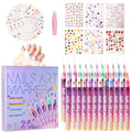 24-Color 0.5mm Nail Art Pen Set with Sticker Accessories – Non-Toxic, Quick-Drying