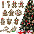 Gothic Skeleton Christmas Ornaments Set - 24 Wooden Holiday Decorations with Variation Skull