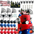 Spider Cake Topper Set - Blue-Red Halloween & Birthday Party Decorations