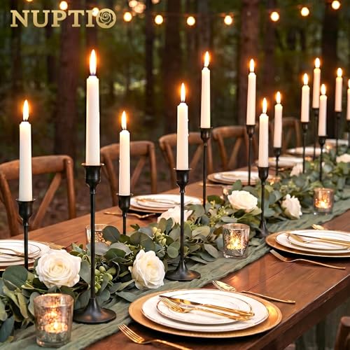 Halloween Candle Holder Set - Black Aluminum Taper Candle Holders for 6 Candlesticks - 2 Sets Included