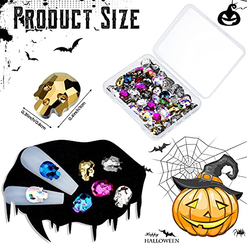 Halloween Skull Nail Charms Set - 70 3D Rhinestone Nail Art Decorations