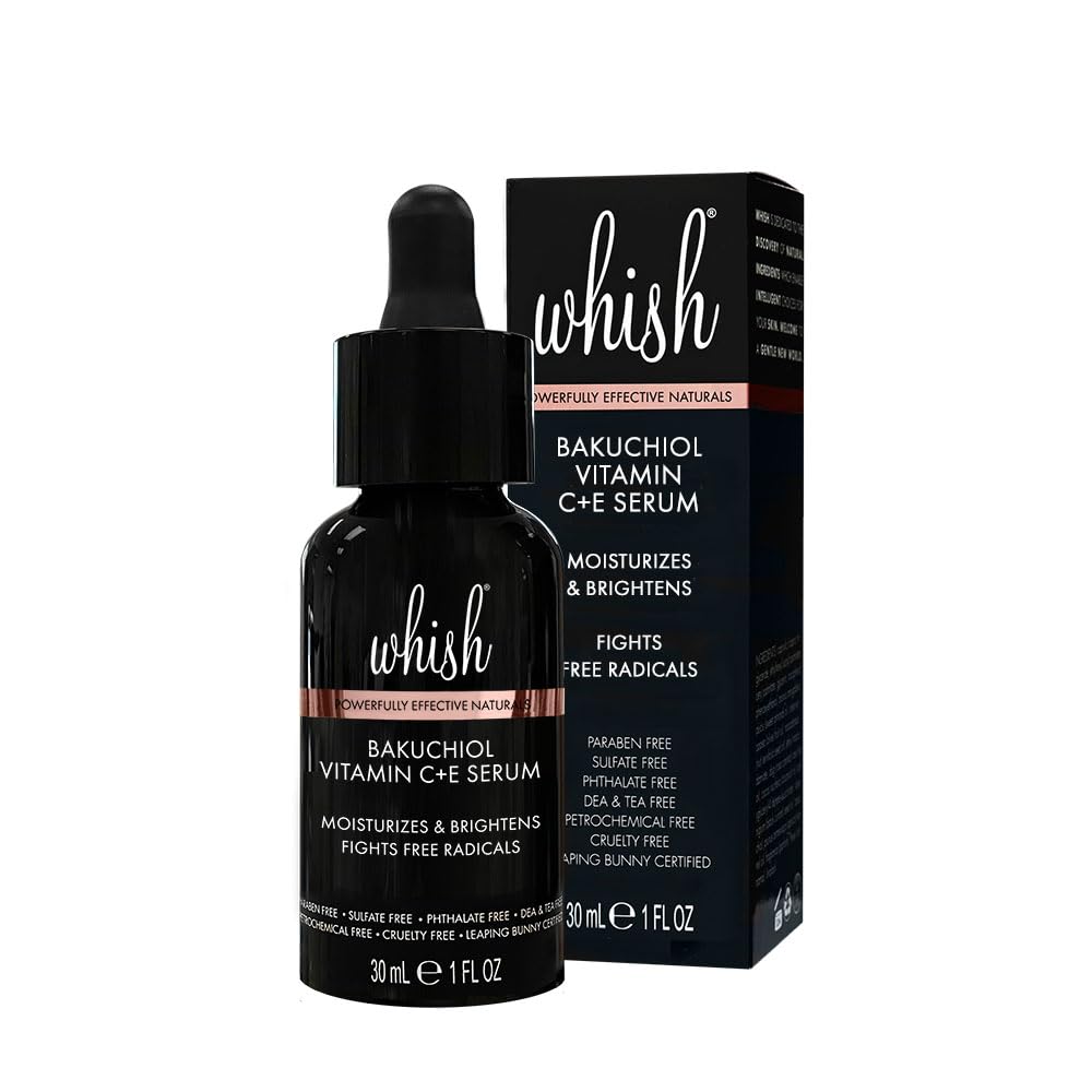 Whish Bakuchiol Retinol Face Serum - Korean Plant-Based Anti-Aging Formula with Vitamin C & E | 1oz
